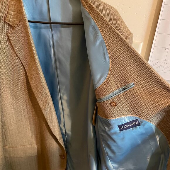 Alan Flusser NY Men's 2 Button Suit Jacket Tan 48R - Picture 4 of 5